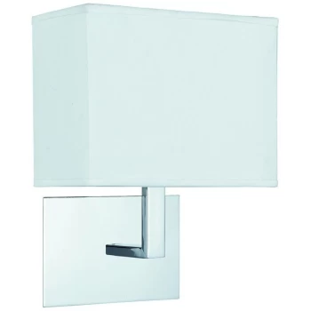 image of Searchlight - 1 Light Indoor Wall Light Chrome with White Rectangular Shade, E27