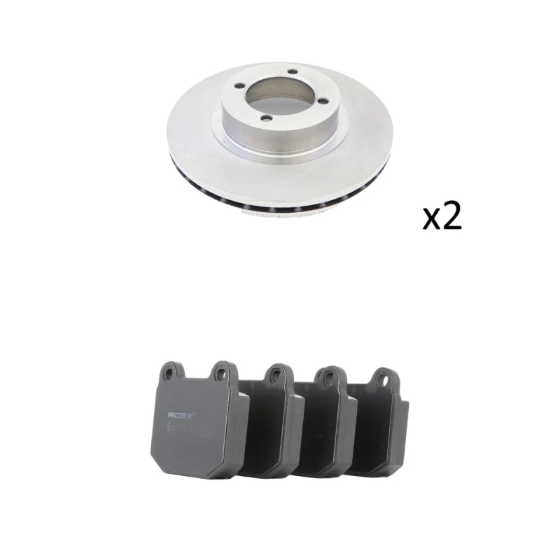 Image of RIDEX 3405B2917 Brake disc and pads set Front Axle, Brake Disc Type: internally vented, excl. wear warning contact Brake Set,disc brakes (3405)