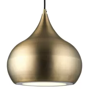 Image of LED Ceiling Pendant Light 18W Cool White Bulb Matt Brass Hanging Dome Shade
