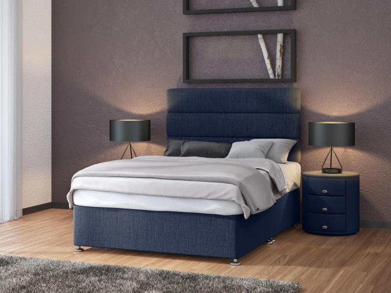 Image of Bedmaster Bedmaster Linen 2 Drawer Divan Base And Headboard in Midnight Size: Single Midnight Single Unisex 9507534464472