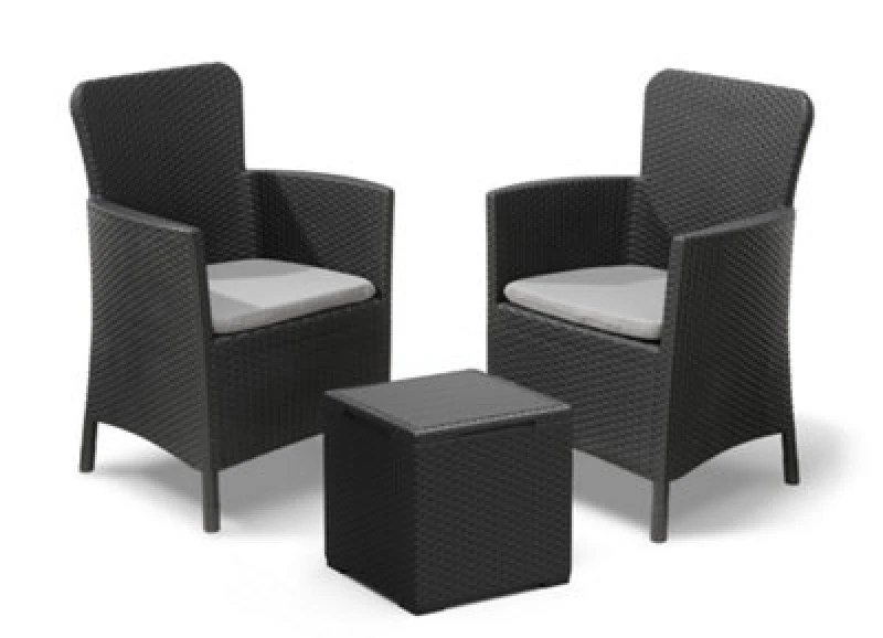 Image of Keter Miami Balcony plus Vigo Graphite Bistro Set, Grey 262027