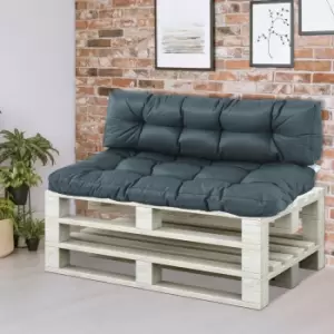 Image of Outsunny 2Pcs Garden Tufted Pallet Cushion Seat Pad 120L x 80W x 12Dcm Back Cushion Patio for Indoor Outdoor Use, Dark Grey