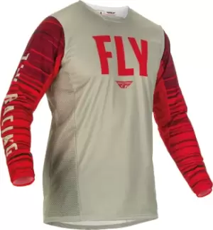 Image of FLY Racing Kinetic Wave Jersey Light Grey Red L