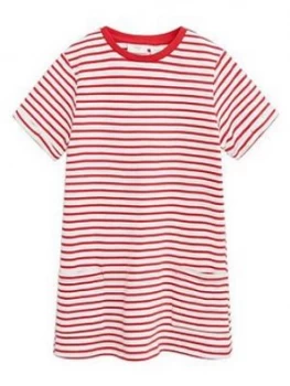 image of Mango Girls Stripe Jersey Short Sleeve Dress - Red