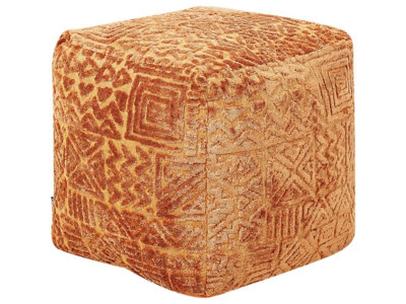 Image of Beliani Pouffe Sanawan Viscose Golden Brown