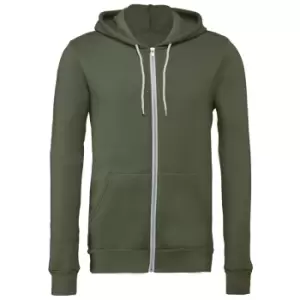 image of Canvas Unixex Zip-up Polycotton Fleece Hooded Sweatshirt / Hoodie (M) (Military Green)