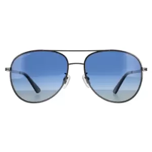 Image of Aviator Shiny Gunmetal Blue Gradient Polarized