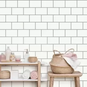 Image of Crown Metro Tile White Wallpaper White