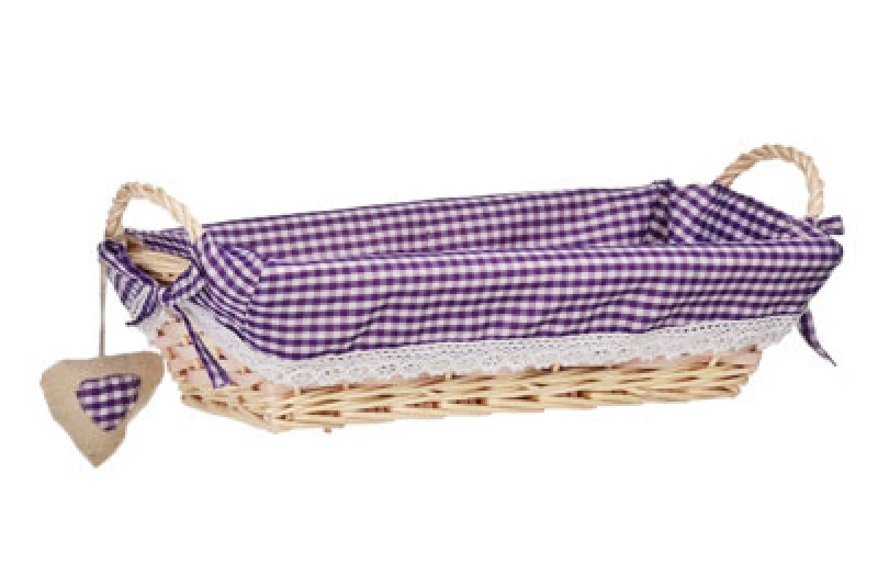 Image of Interiors by Premier Purple Gingham Lining Large Rectangle Willow Basket Purple