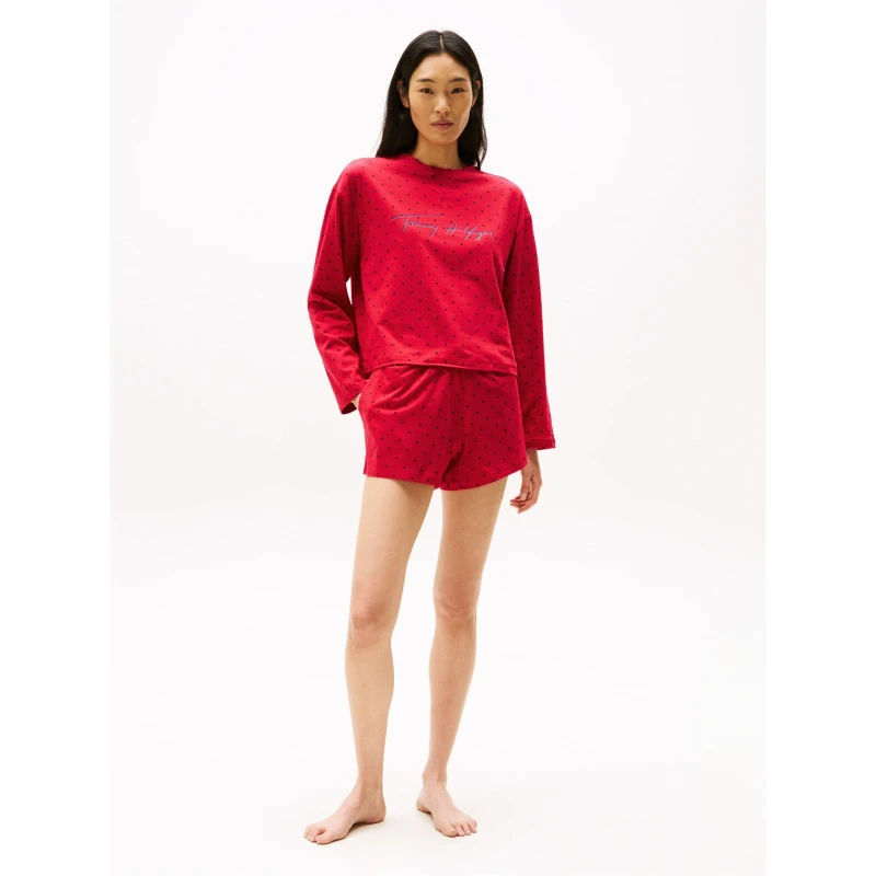 Image of Tommy Hilfiger Long Sleeve Bodysuit Short Sleeve Pyjama Sets 8 (XS) Red 43219808310