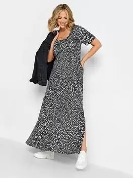 Image of Yours Maxi Square Neck Dress Mono Floral, Black, Size 22-24, Women