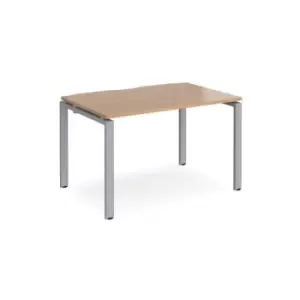 Image of Bench Desk Single Person Starter Rectangular Desk 1200mm Beech Tops With Silver Frames 800mm Depth Adapt