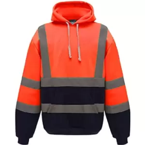 Image of Yoko Mens Hi Vis Reflective Hoodie (M) (Hi Visibility Orange/Admiral Navy) - Hi Visibility Orange/Admiral Navy