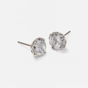 Image of Kate Spade New York Womens Round Earrings - Clear/Silver