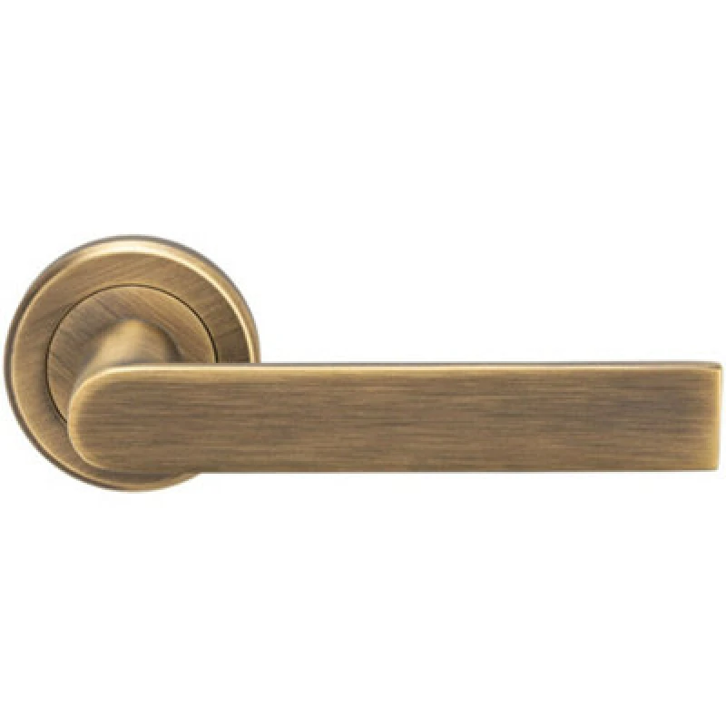 Image of Loops PAIR Flat Rectangular Bar Handle on Round Rose Concealed Fix Antique Brass Metallics