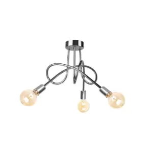 image of Rumba Multi Arm Semi Flush Ceiling Light Silver, 50cm, 3x E27