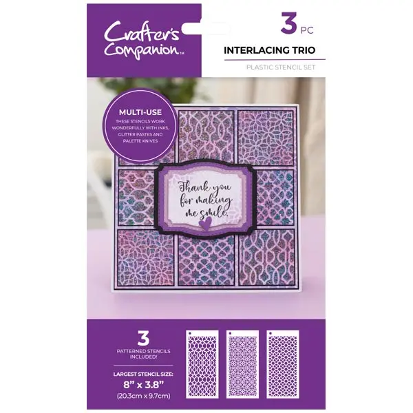 Crafter's Companion Pattern Stencil Set Interlacing Trio Backgrounds Set of 3 8 x 3.8in