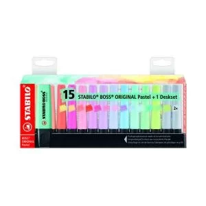 image of Stabilo Original Boss Highlighters Deskset Pastel Pack of 15 7015-02-5