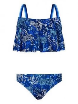 Image of Monsoon Girls S.E.W Sadie Zebra Bikini - Blue, Size Age: 9-10 Years, Women
