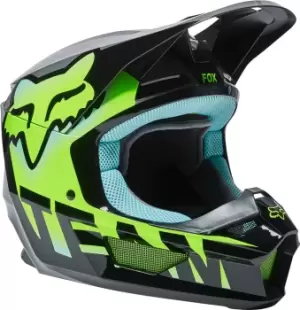Image of FOX V1 Trice Youth Motocross Helmet, turquoise Size M turquoise, Size M