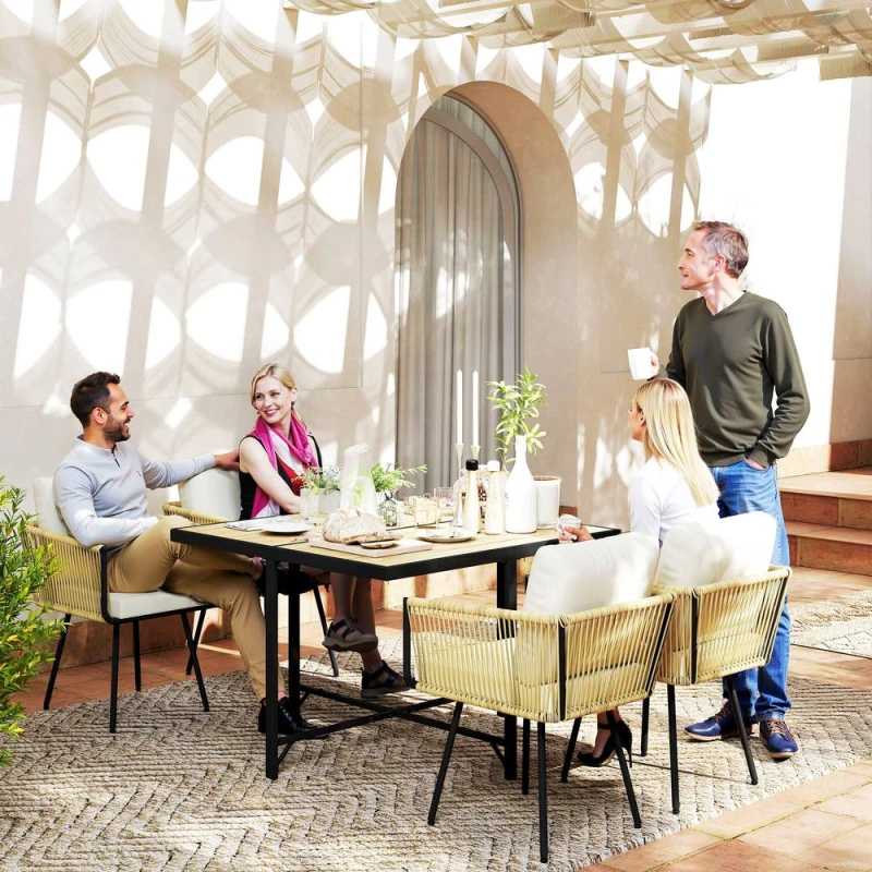 Image of OUTSUNNY 5 Piece Garden Furniture Set, Garden Dining Set with 4 Chairs in Beige Beige Unisex