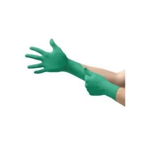 Image of Ansell TouchNTuff Size 9 Disposable Powdered Nitrile Gloves Green Pack