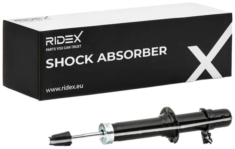 Image of RIDEX 854S0388 Shock absorber Front Axle Right, Gas Pressure, Twin-Tube, Spring-bearing Damper, Bottom Plate Shock Absorber (854)