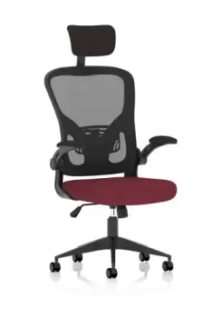 Image of Ace Executive Bespoke Fabric Seat Ginseng Chilli Mesh Chair With Folding Arms