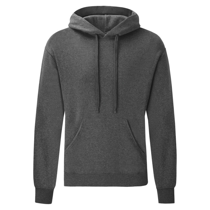 Image of Fruit Of The Loom Fruit of the Loom Men Classic Heather Hoodie in Grey Size: Small Grey S Male 5063470048144
