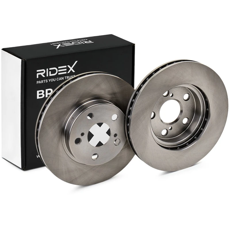 Image of RIDEX 82B0818 Brake disc Front Axle, Vented, Cast Iron, Uncoated, Untreated, without bolts/screws Cast Iron Brake Disc (82)