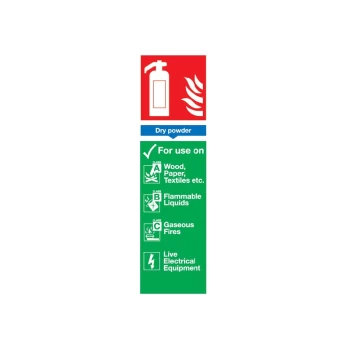 Image of Dry Powder Fire Extinguisher Rigid PVC Sign - 100 X 300MM