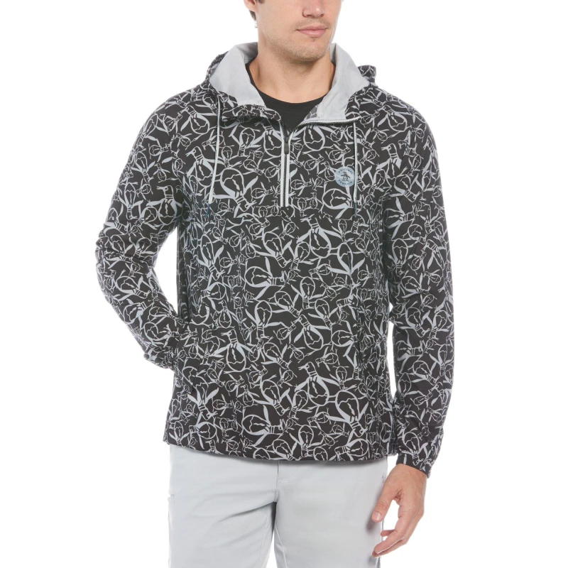 Image of Original Penguin Golf Mens Performance Weather-Resistant Full-Zip Golf Jacket Caviar male Small