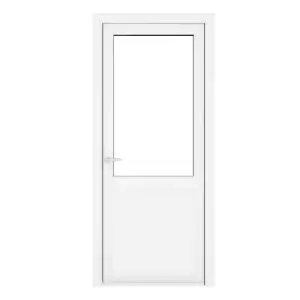 Image of Crystal uPVC Clear Single Door Half Glass Half Panel Right Hand Open 840mm x 2090mm Clear Glazing - White