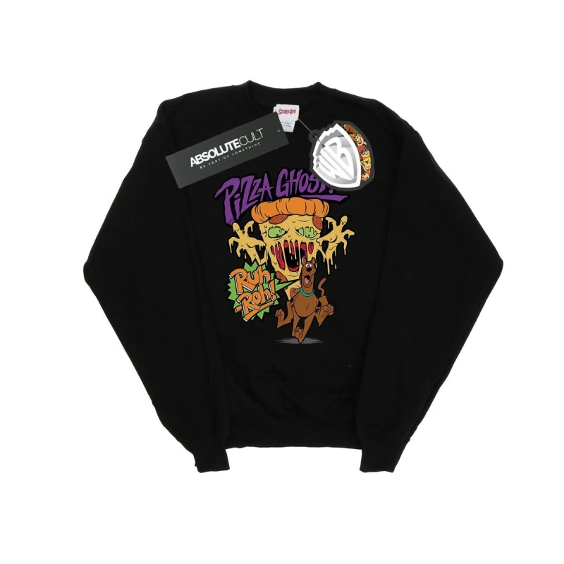 Image of Scooby Doo Scooby Doo Men Pizza Ghost Sweatshirt in Black Size: 3X-Large Black XXXL Male 5057864677744