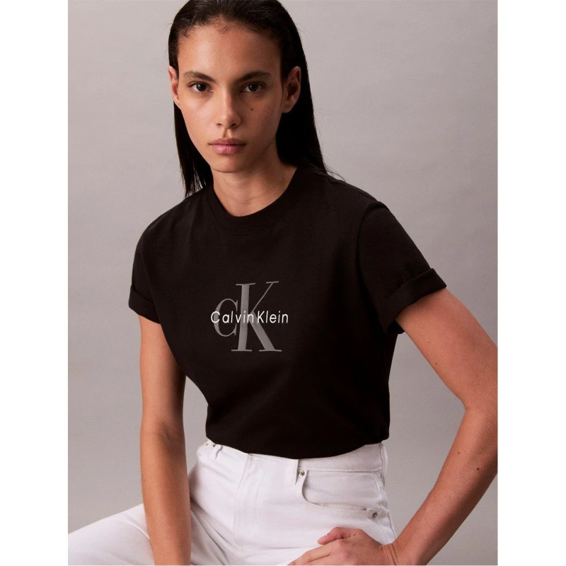 Image of Calvin Klein Jeans Womens CKJ Mono Hero Regular Fit T-Shirt Black female 16 (XL)