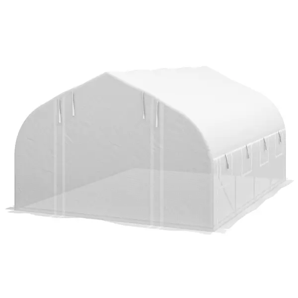 image of Outsunny 3 x 3 x 2m Polytunnel Greenhouse Pollytunnel Tent Steel Frame White