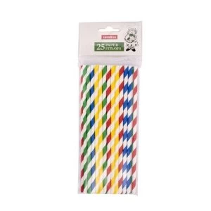 image of Castleview Multi Colour Striped Paper Straws Pack 25