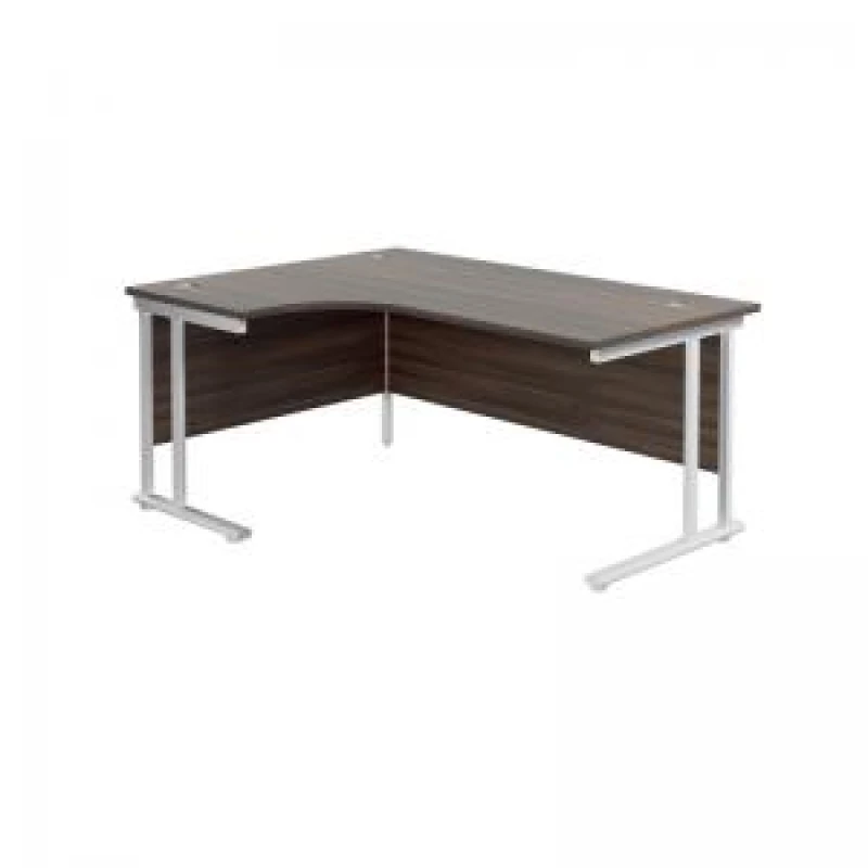 Image of Jemini Radial Left Hand Cantilever Desk 1600x1200x730mm Dark Walnut/White KF807698