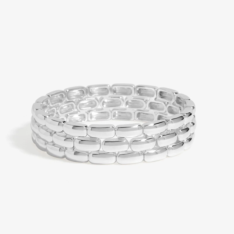 Image of Jon Richard Silver Plated Polished Chain Stretch Bracelet Jewellery Sets One Size Silver 70983011000