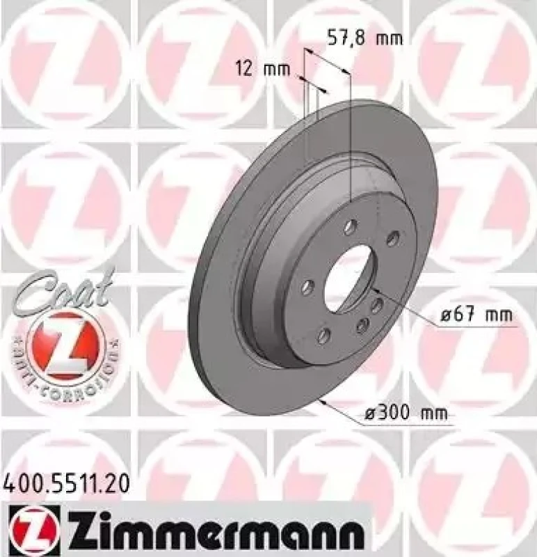 Image of ZIMMERMANN 400.5511.20 Brake disc Rear Axle, solid, Coated, High-carbon Brake Disc (82)