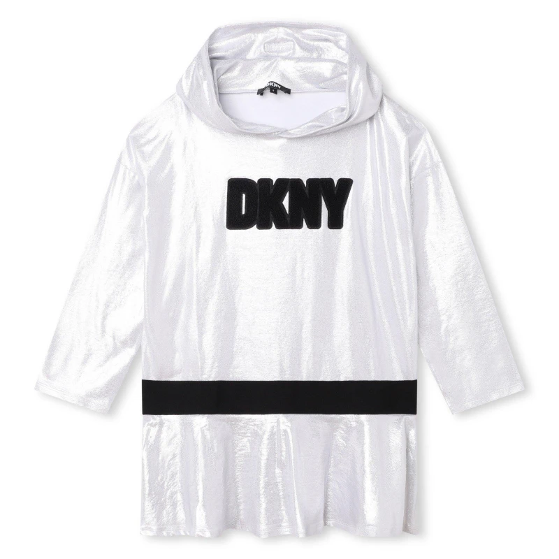 Image of DKNY Hooded Dress - Silver Silver 6 - 7 Years