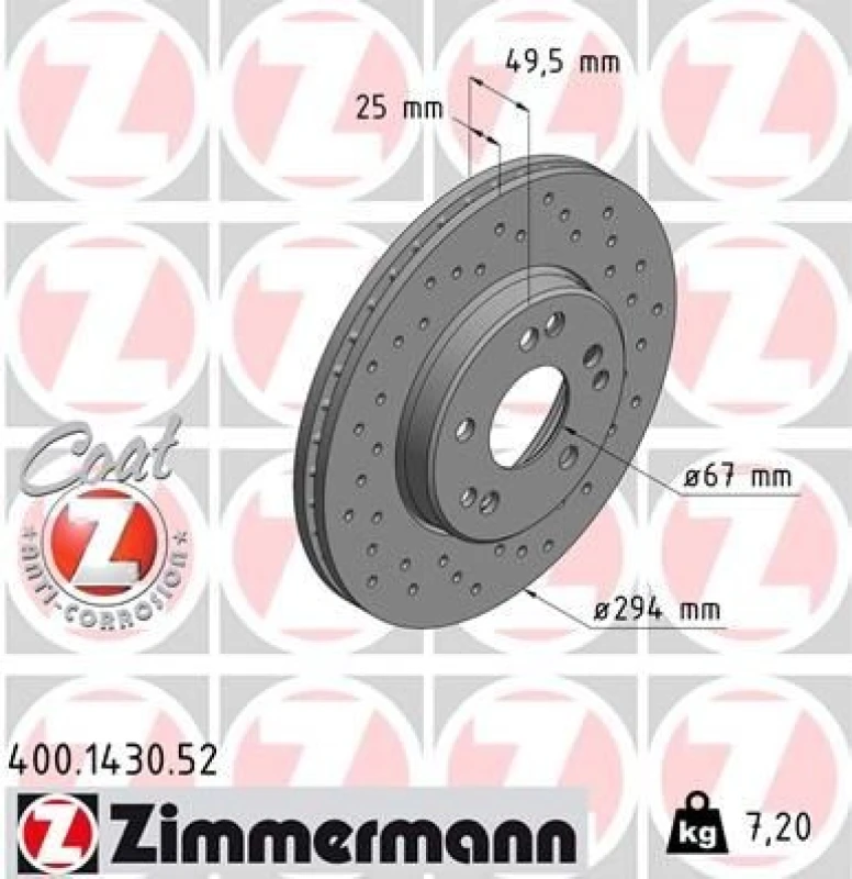 Image of ZIMMERMANN Brake disc ZIMMERMANN 400.1430.52