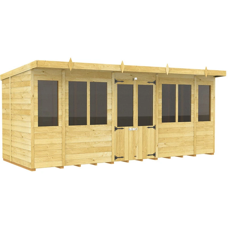 Image of Flat Pack Sheds DIY Sheds 16 x 5 Pent Summer House, Brown 16X5PSHFF
