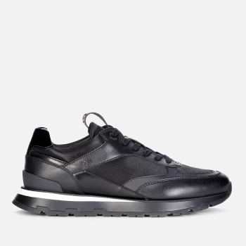 Image of BOSS Business Mens Arigon Runn Leather Running Style Trainers - Black - UK 10