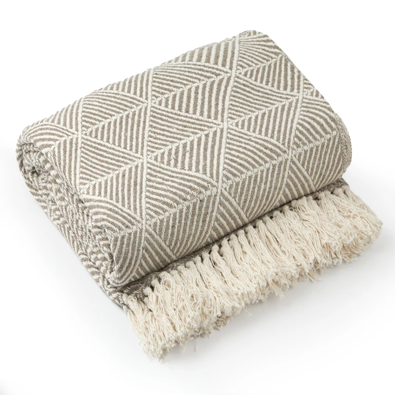 Image of Emma Barclay Throw Blanket Cotton Scandi Zahra Natural unisex 127x152cm
