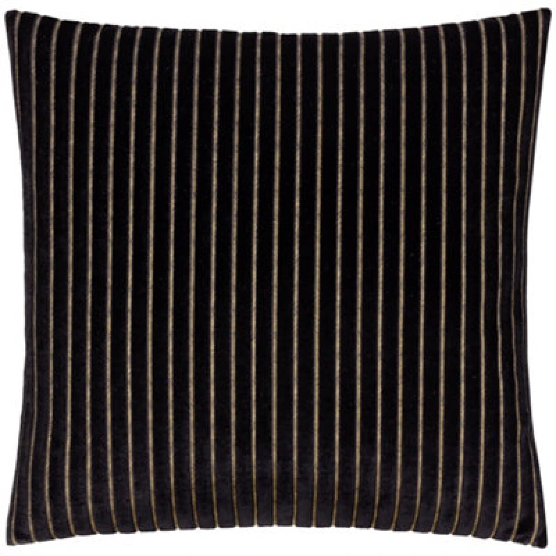 Image of Paoletti Paoletti Savoy Stripe Velvet Cushion in Black Size: 50cm x 50cm Black 50cm x 50cm Unisex 5025532356529