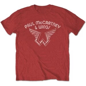 Image of Paul McCartney - Wings Logo Mens Large T-Shirt - Red