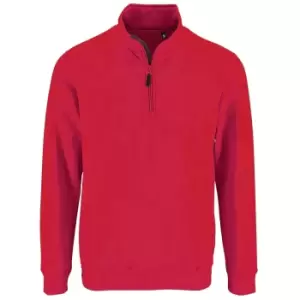 image of SOLS Mens Stan Contrast Zip Neck Sweatshirt (3XL) (Red)