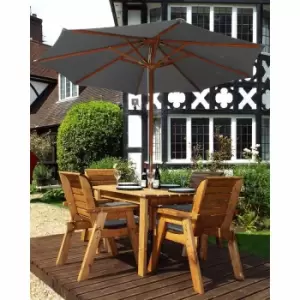 Image of Charles Taylor Four Seater Rectangular Table Set with Parasol, Grey