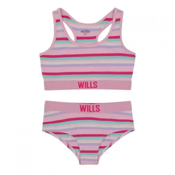 image of Jack Wills Kids Girls Cropped Bralette And Hipster Brief Set - Pink Lady